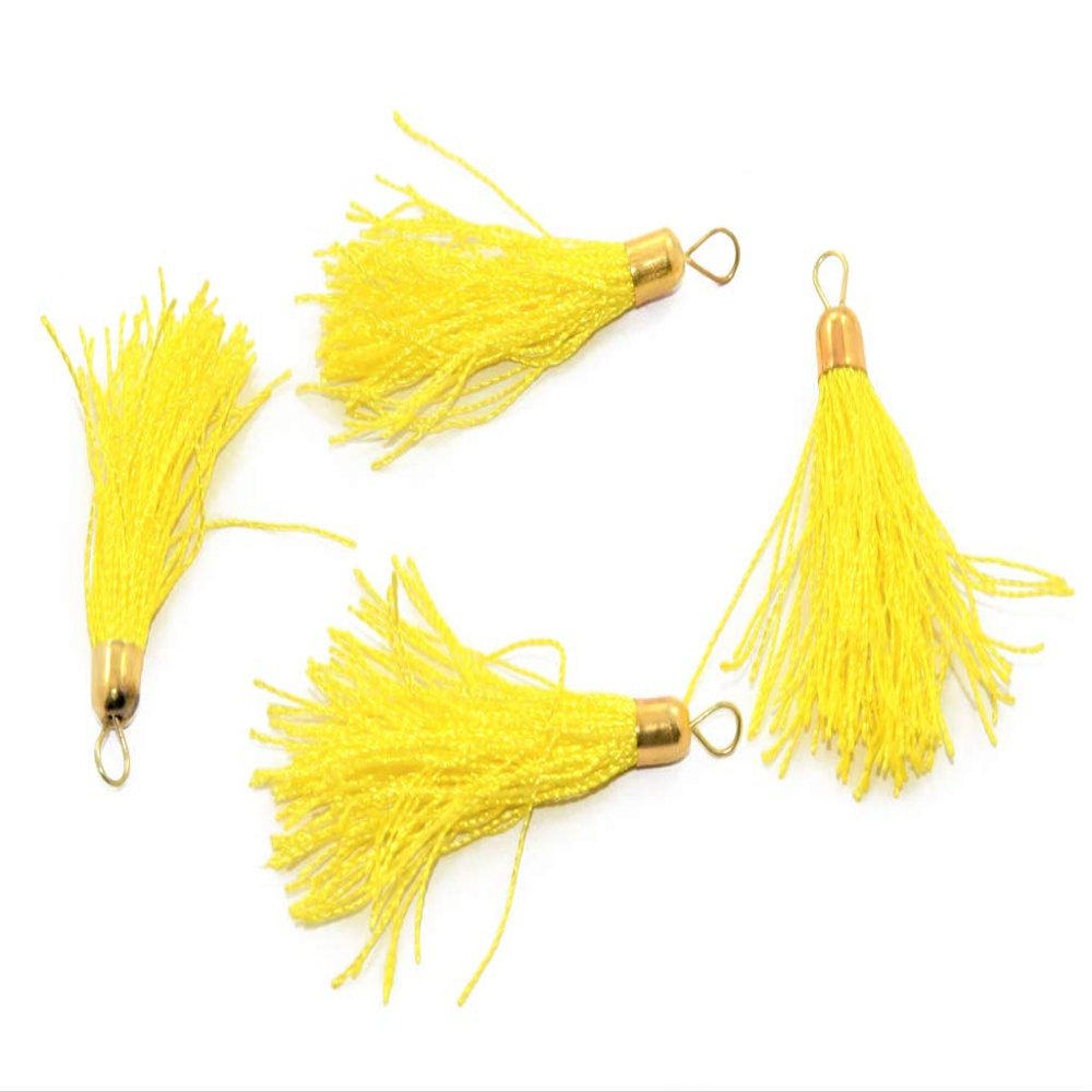 The Design Cart Silk Thread Tassel (5 cm, Yellow) for Embellishing Handbags, Apparels, Earring Making, Art and Craft (Pack of 50 Pieces)