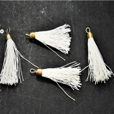The Design Cart Silk Thread Tassel (5 cm, Cream) for Embellishing Handbags, Apparels, Earring Making, Art and Craft (Pack of 50 Pieces)