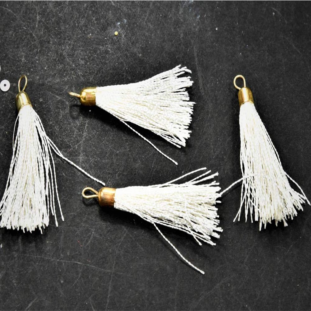 The Design Cart Silk Thread Tassel (5 cm, Cream) for Embellishing Handbags, Apparels, Earring Making, Art and Craft (Pack of 50 Pieces)