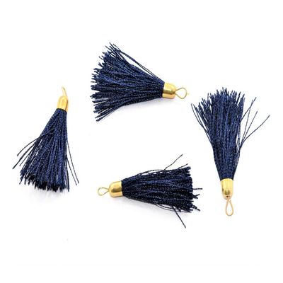 The Design Cart Silk Thread Tassel (5 cm, Navy Blue) for Embellishing Handbags, Apparels, Earring Making, Art and Craft (Pack of 50 Pieces)