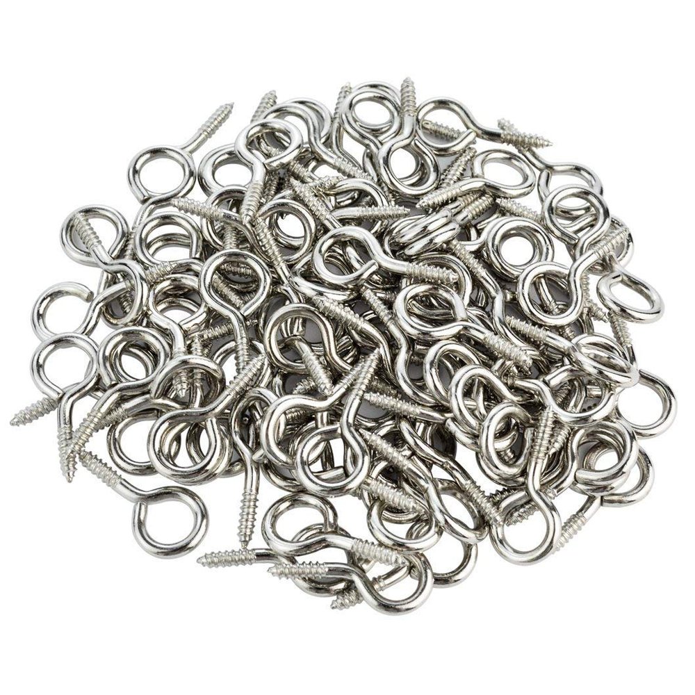 DIY Crafts Pack Of 60 Pcs, Silver Rust Proof Coating, 1 inch Small Screw Eyes Metal Eye Screw Hooks Self Tapping (Pack Of 60 Pcs, Silver Rust Proof Coating)