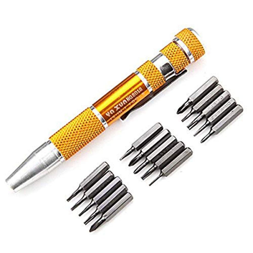 Diy Crafts 9653 9 in 1 Pen Style Precision Screwdriver Set Kit for Repairing, Multicolor