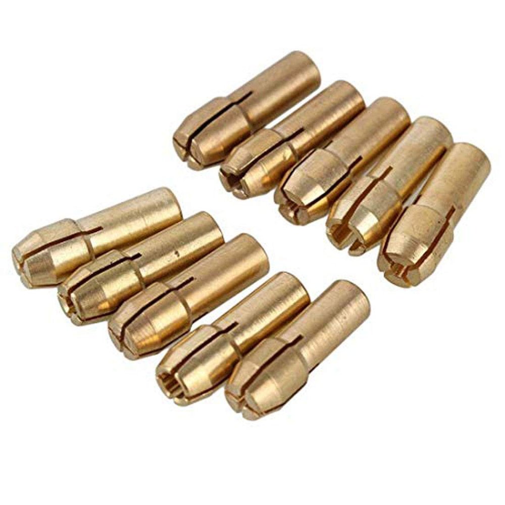 DIY Crafts Design No # 2, Pack of 10 Pcs, 0.5-3.2mm Brass Collet Drill Chuck Fits Rotary Tools Electric Grind (Design No # 2, Pack of 10 Pcs)