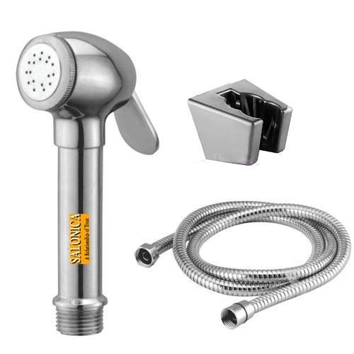 INDOROX Health Faucet Bidet Jet Sprayer ABS with 1 Meter Shower Hose and Wall Stand(Sliver Large)