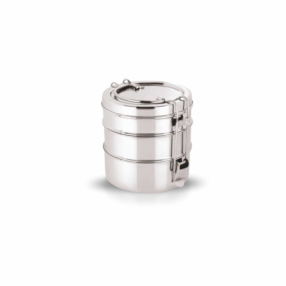 neelam - TTFS093P Clipper Stainless Steel Tiffin Box Set, 3-Container, Silver-2150 ml
