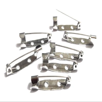 Kalpdrum 75 Pieces Brooch Pin 25MM Back Base Safety Pins with 2 Holes Connectors Hoops Clasps Metal Jewelry Finding Accessories