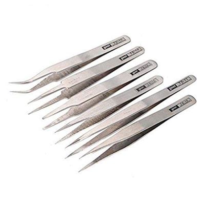 DIY Crafts Holder 6 - Pcs Antistatic Tweezer Maintenance Tool Safe DIY Repair Kit for Jewllery Works (Pack Of 6 Piece, Dising No # 10)
