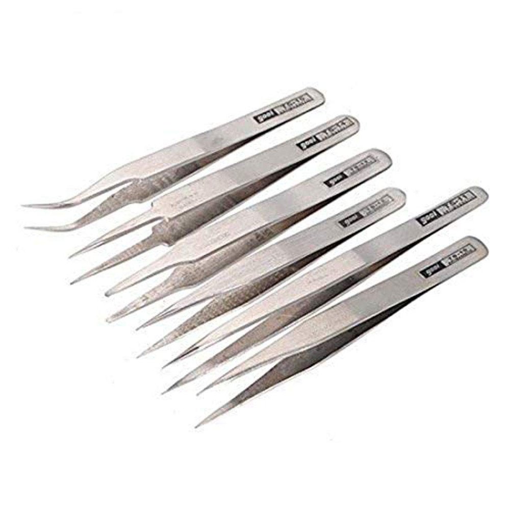 DIY Crafts Holder 6 - Pcs Antistatic Tweezer Maintenance Tool Safe DIY Repair Kit for Jewllery Works (Pack Of 6 Piece, Dising No # 10)