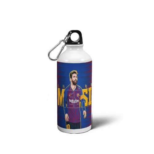 Gen 7 Sipper Bottle "Messi" Printed Aluminium Water Bottle for Friend Brother Sister Boyfriend Girlfriend Kids, White (600 ml)