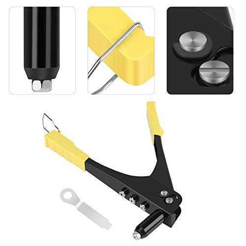 Digital Craft Non Slip 10" Rivet Gun, Riveter Nail Gun, Pop Riveter with Nose Pieces (3/32"; 1/8"; 5/32"; 3/16") Medium Duty Fast Hitting Rivet Gun Medium Duty Fast Hitting Rivet Gun