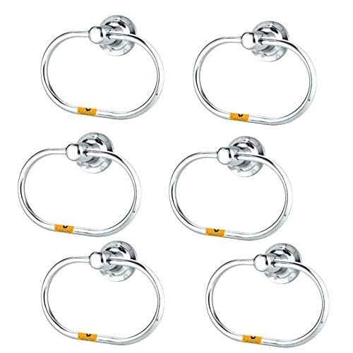 INDOROX Heavy Round Towel Ring Stand | Towel Holder Medium Quality Stainless Steel for Bathroom/Kitchen/washbasin Set of 6