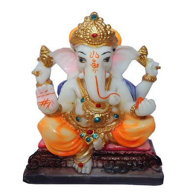 Lvi Craft Marble Lord Ganesha Statue Ganesh Ganpati Idols for Home Office Decor(15 cm x 9 cm),Gold
