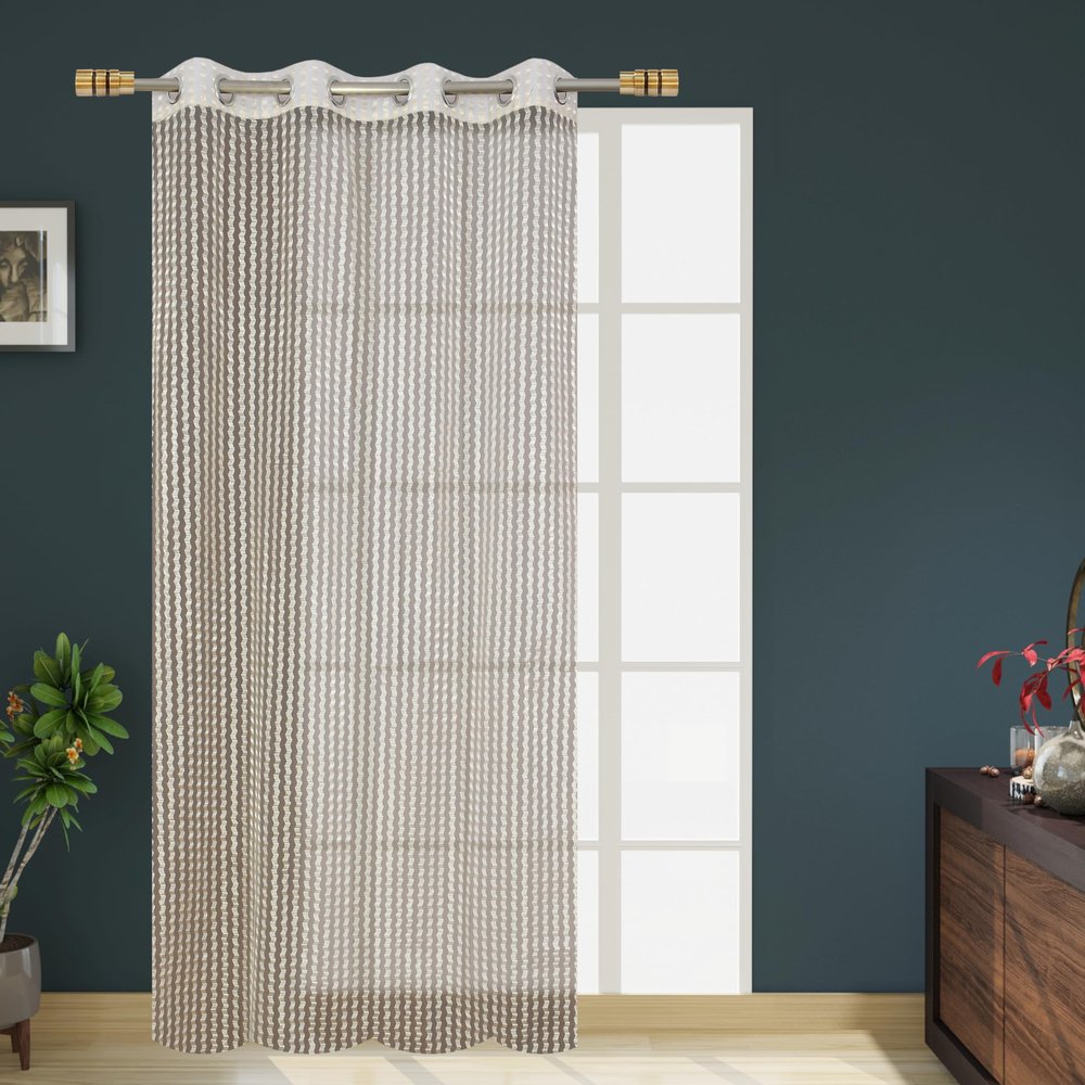 FRESH FROM LOOM Sheer Curtains 9 Feet Long Door and Window | Net Curtain | Semi Transparent Tissue Screens Parda | Eyelet Ring Parde (4 x 9 feet, Cream, 1pc Only)