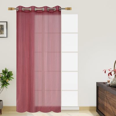 FRESH FROM LOOM Sheer Curtains 7 Feet Long Door and Window | Net Curtain | Semi Transparent Tissue Screens Parda | Eyelet Ring Parde (4 x 7 feet, Maroon, 1pc Only)