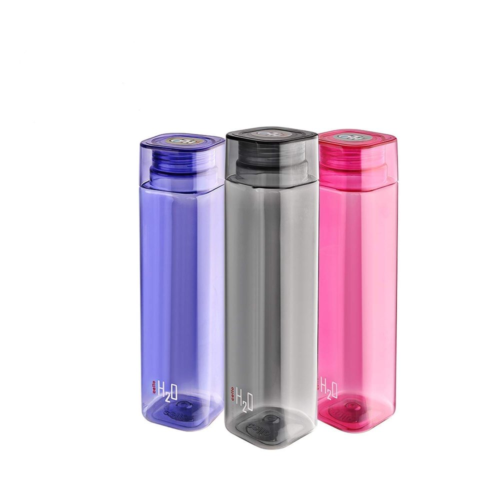 Cello H2O Plastic Water Bottle, 500ml, Set of 3, Multicolour