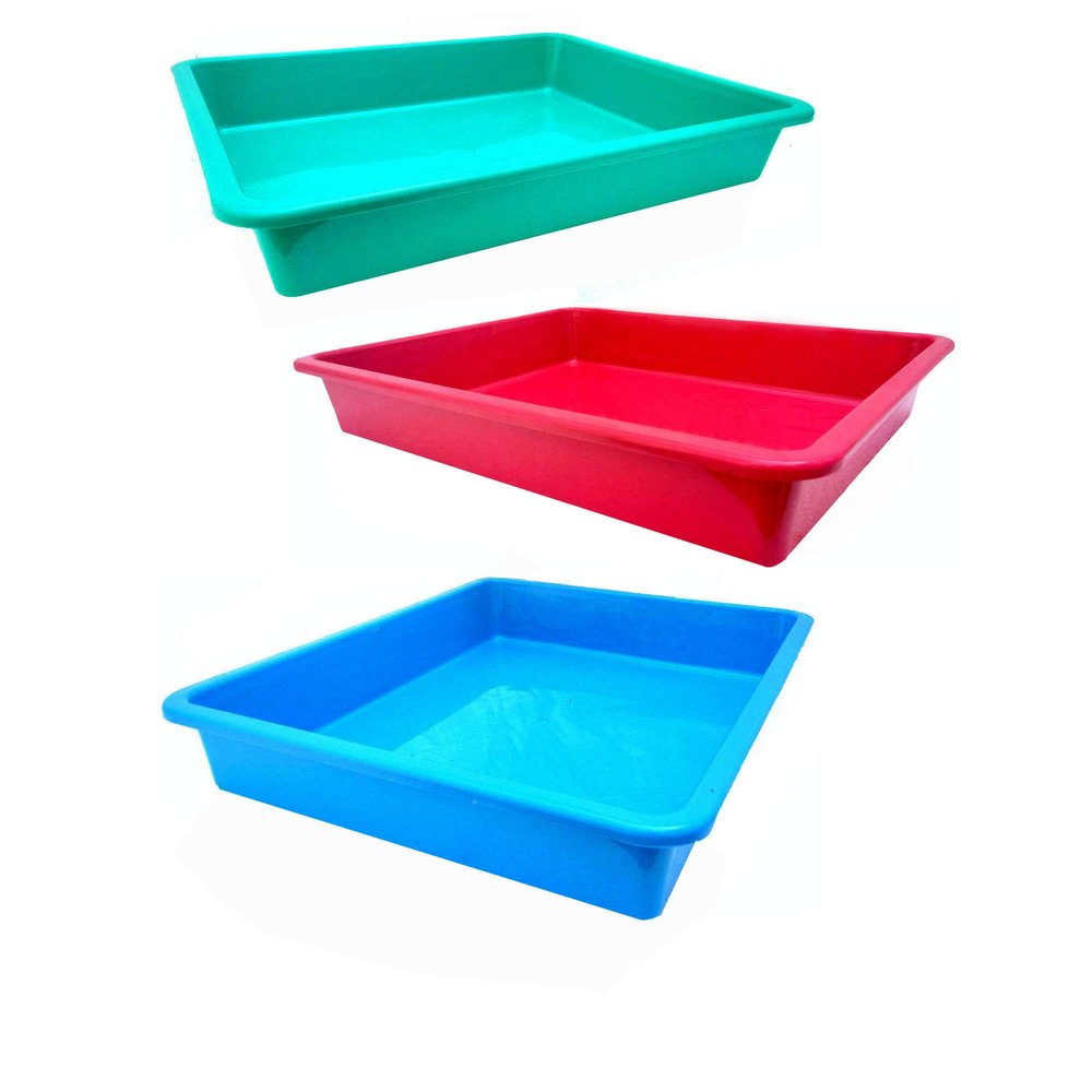 Little Monkey Plastic Rectangular Shape Multipurpose Organizer Tray (Big Size L 35 Cm X B 27 Cm X H 6 Cm) Multi Colour - Pack of 3