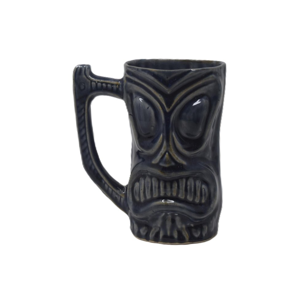 The Himalayan Goods Company - Cool Ceramic Tiki Mug Party Mugs Glasses, Beer Cocktail Hawaii, Island Mugs 375ml (Rustic Brown)