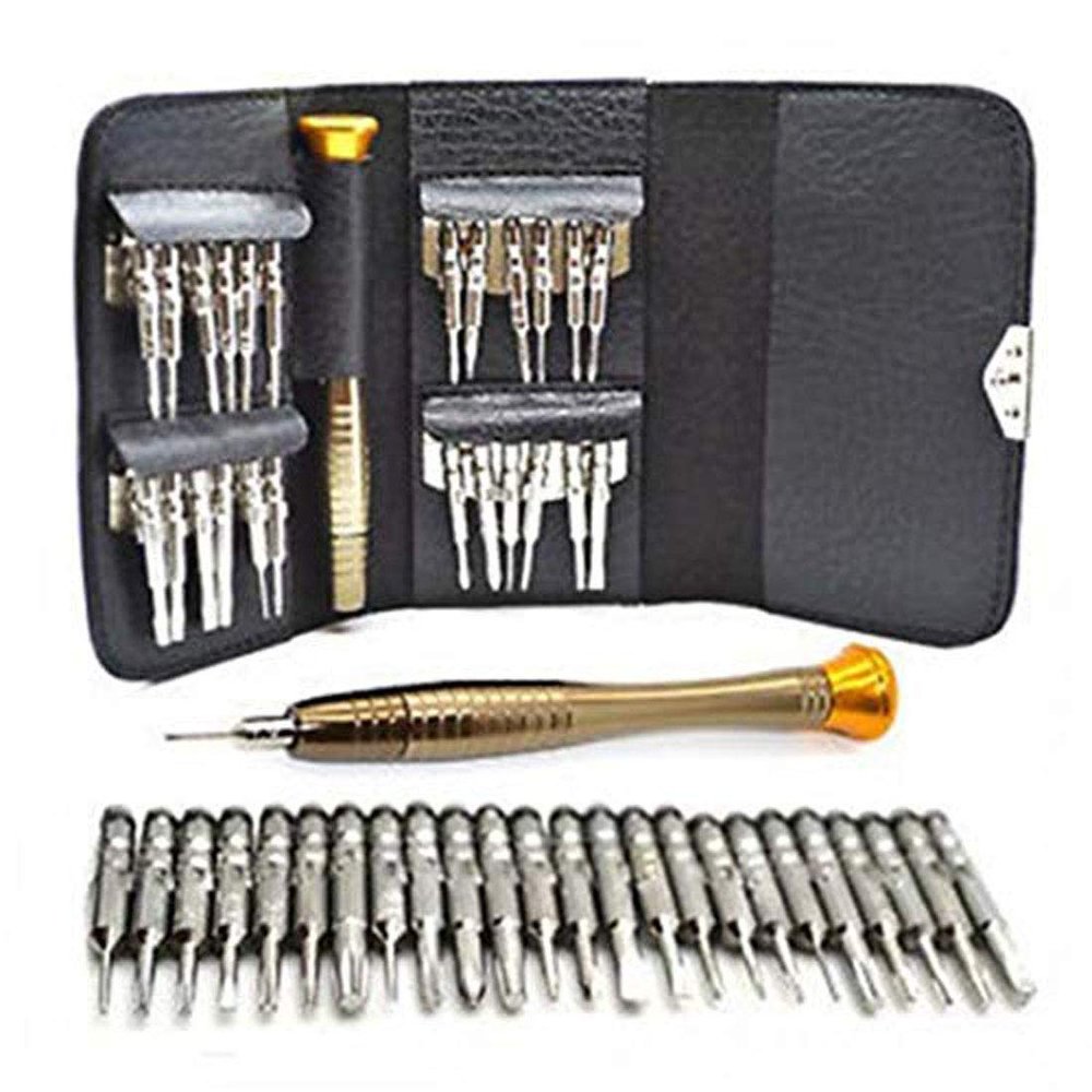 DIY Crafts Black 11, Silver, 25 in 1 Precision Screwdriver Set Multi Pocket Repair Tool Kit Torx Cell Phone Laptop Mini Electronic Opening for PC Camera Tablet Portable Wal (Black 11, Silver)