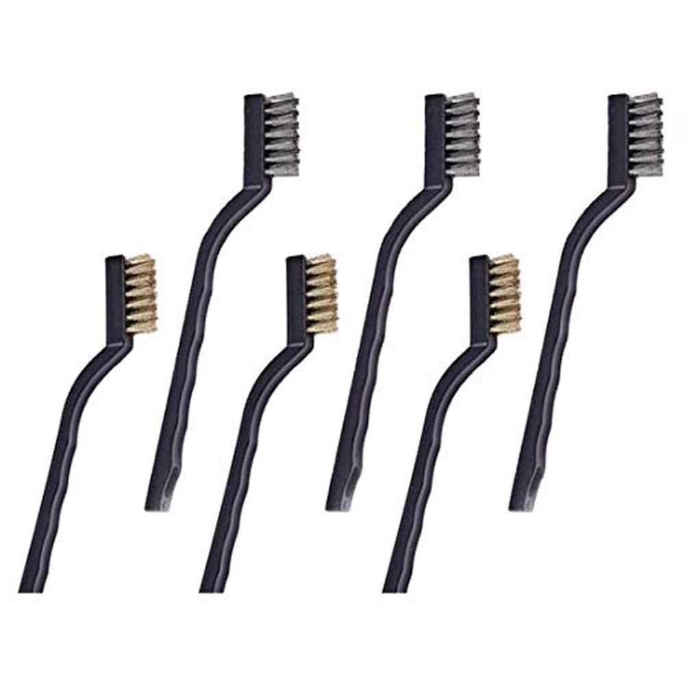 DIY Crafts Pack Of 6 Pcs Set, Design No #1, Mini Wire Brush Set Steel Brass Nylon Cleaning Polishing (Pack Of 6 Pcs Set, Design No #1)