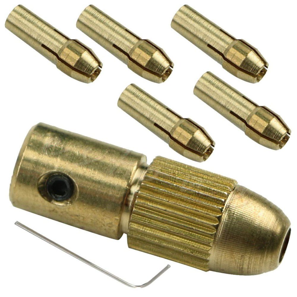 DIY Crafts 7 Pcs Set, Multi Set, 0.5-3.2mm Brass Collet Drill Chuck Fits Rotary Tools Electric Grinding Drill Collect Chuck Holder Pack of (7 Pcs Set, Multi Set)