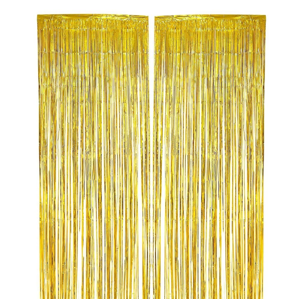 OSG Crafters Foil Solid Shower Curtain, 6 feet, Gold, Pack of 1, pencil pleat