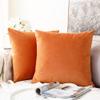 Khooti Velvet Cushion Cover, 12x12 | Orange | Pack of 2 | Solid Plain Soft & Smooth, Decorative Cushion Covers for Living Room, Bedroom, Couches, Chairs, Sofas, Beds & Home Decor view 1