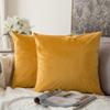 Khooti Velvet Cushion Cover, 12x12 | Orange Yellow | Pack of 2 | Solid Plain Soft & Smooth, Decorative Cushion Covers for Living Room, Bedroom, Couches, Chairs, Sofas, Beds & Home Decor view 1