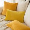 Khooti Velvet Cushion Cover, 12x12 | Orange Yellow | Pack of 2 | Solid Plain Soft & Smooth, Decorative Cushion Covers for Living Room, Bedroom, Couches, Chairs, Sofas, Beds & Home Decor view 4