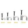 BITCORP DIY 8mm Wire Fastener Circle Cable Clips with Metal Nails for Cable Management, Cord Organizer, Round Wire Clamps for Hanging Cables Fitting on Wall - White (Pack of 100) view 2