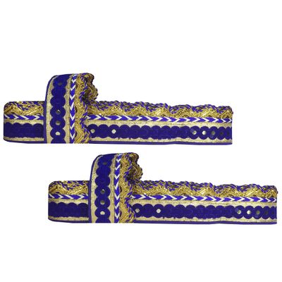 Utkarsh WG0015-012 Pack of 2 Blue and Golden Lace Gota Patti with Mix Pattern Design for Dress/Sarees/Lehangas/Blouses, Suits (3.8 cm Width and 9 Mtr Long) Lace Reel