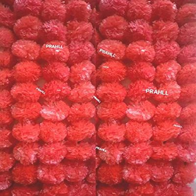 PRAHLL Artificial Marigold Flower (Red)