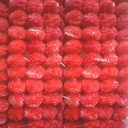 PRAHLL Artificial Marigold Flower (Red)