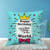 PAPER PLANE DESIGN Happy Birthday Gift for Brother Combo of Trophy + Cushion + Filler view 2