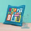 PAPER PLANE DESIGN Happy Birthday Combo of Trophy and 12 x 12 Inch Cushion with Filler (Father) view 2