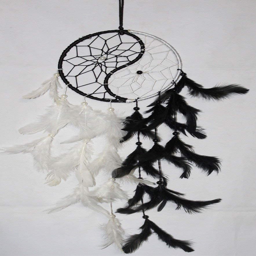 Sethi Traders Yin Yang Dream Catcher Wall Hanging for Positive Energy and Protection at Home/Office/Shop/Rooms- (White, Black)