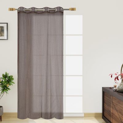 F2L Sheer Curtains 7 Feet Long Door and Window | Net Curtain | Semi Transparent Tissue Screens Parda | Eyelet Ring Parde (4 x 7 feet, Coffee, 1pc Only)