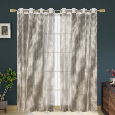 F2L Sheer Curtains 7 Feet Long Door and Window | Net Curtain | Semi Transparent Tissue Screens Parda | Eyelet Ring Parde (4 x 7 feet, Cream, 1pc Only)