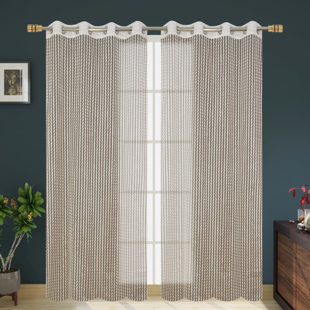 F2L Sheer Curtains 7 Feet Long Door and Window | Net Curtain | Semi Transparent Tissue Screens Parda | Eyelet Ring Parde (4 x 7 feet, Cream, 1pc Only)