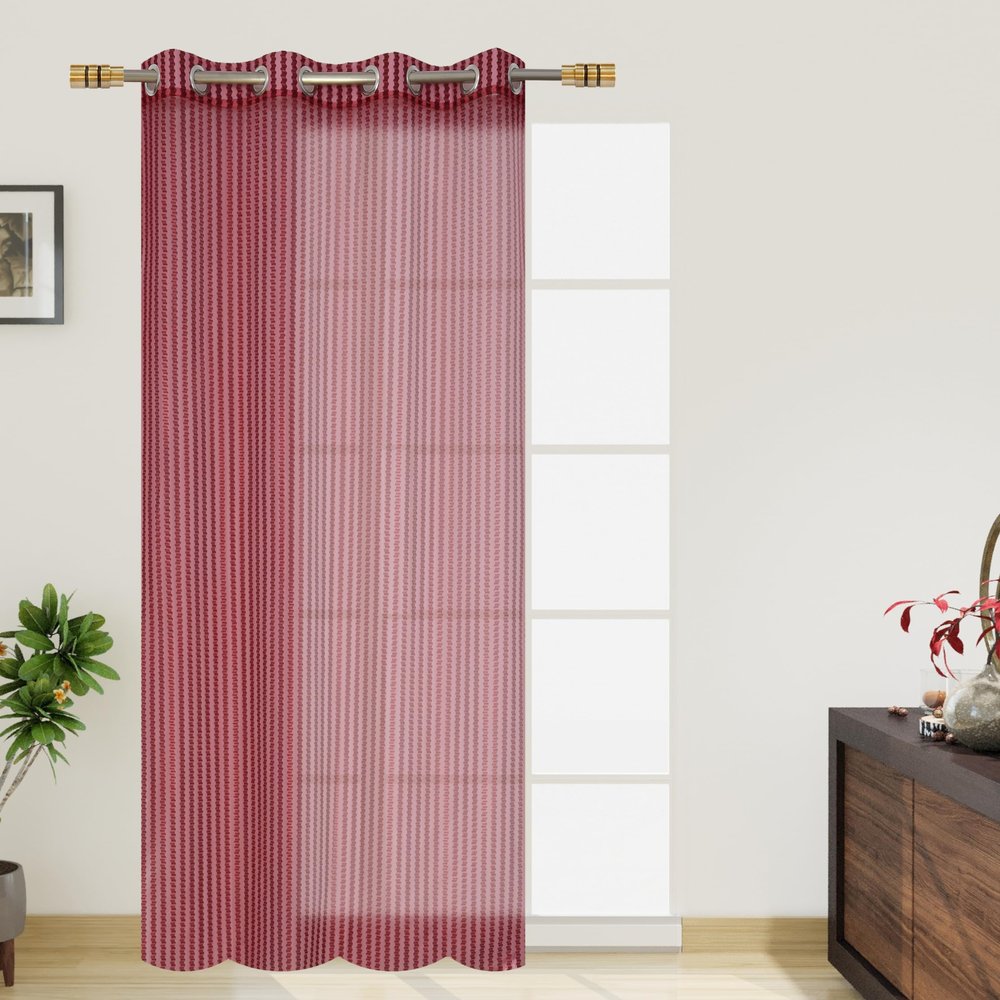 F2L Sheer Curtains 7 Feet Long Door and Window | Net Curtain | Semi Transparent Tissue Screens Parda | Eyelet Ring Parde (4 x 7 feet, Maroon, 1pc Only)