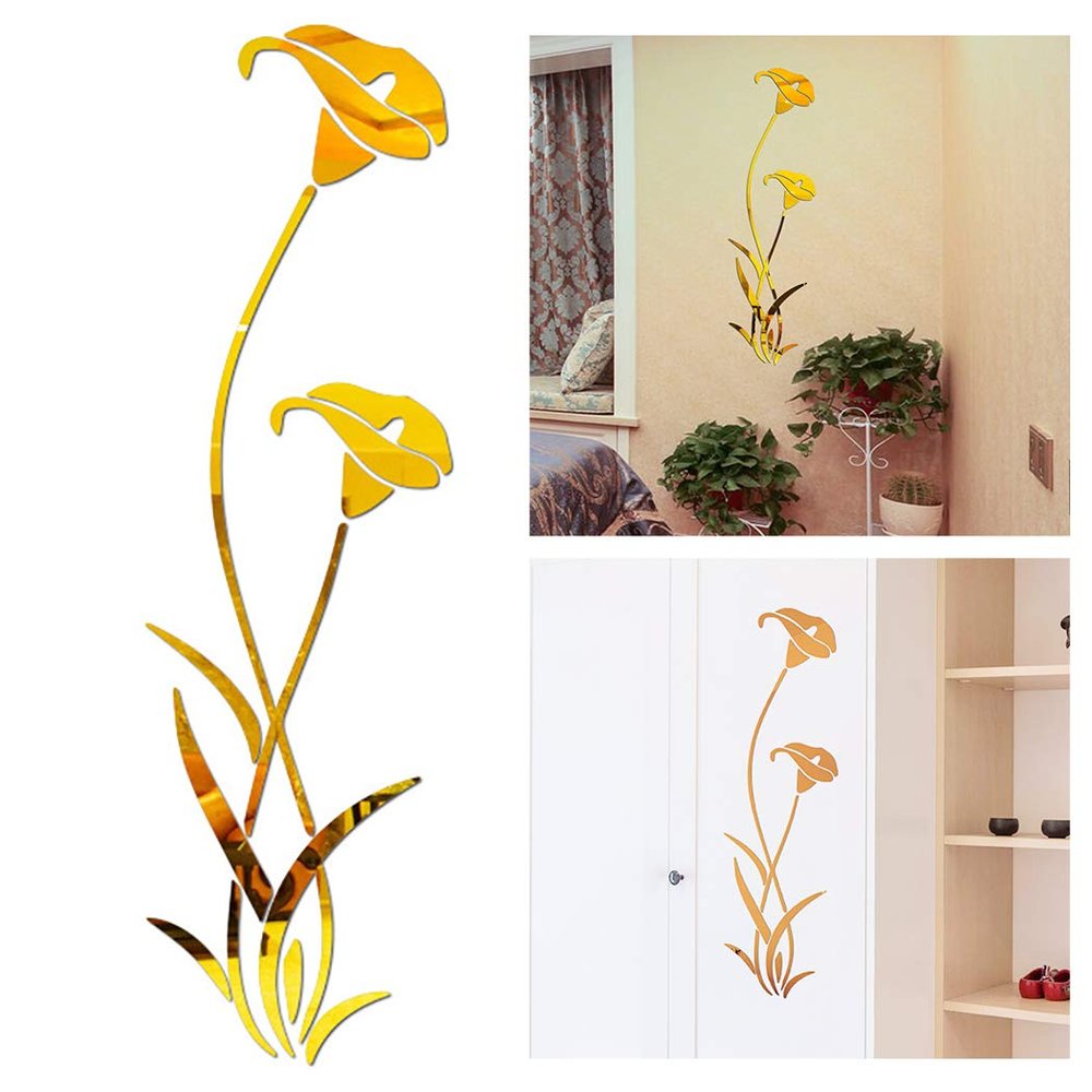 Funpa Mirror Sticker DIY Flower Removable Mirror Sheet Wall Sticker for Home Decor