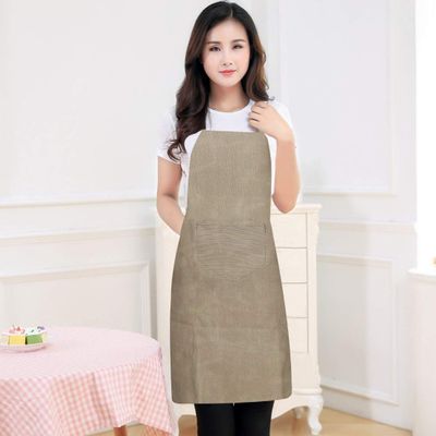 CASA-NEST Beige Cotton Waterproof Women's Apron with Pocket