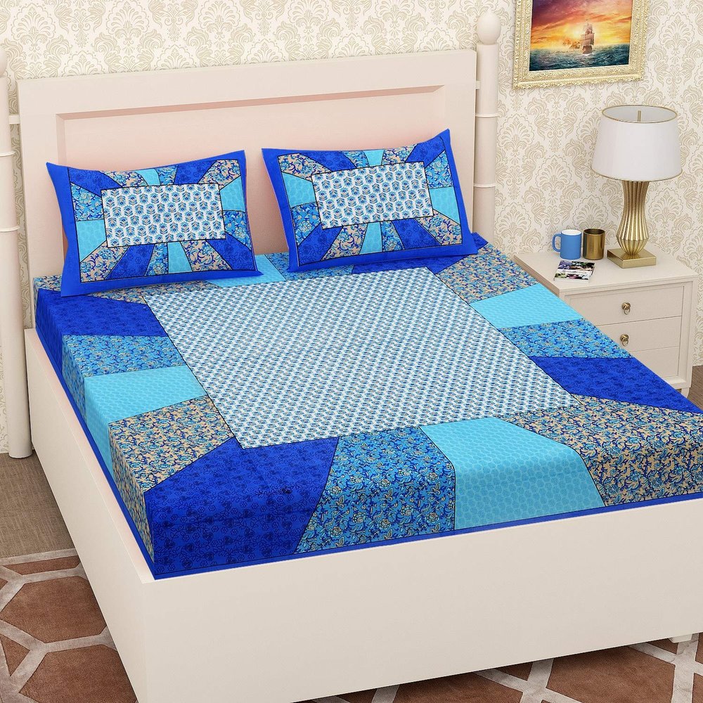 UBANIA COLLECTION-We believe in customers satisfaction 100% Cotton Jaipuri Traditional King Size Double Bed Bedsheet with 2 Pillow Covers