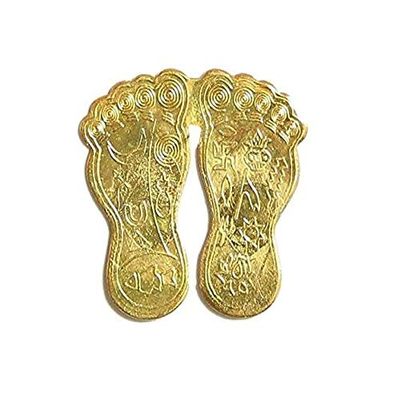 Takshila Gems Goddess Lakshmi Asthadhatu Metal Charan Paduka Blessed and Energized Lakshmi Footprint