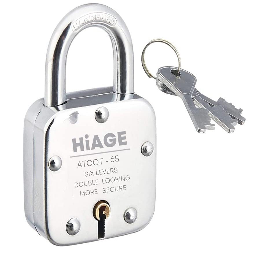 Smart Shophar Brass and Steel Hiage Atoot Padlock 65 MM Silver, Pack of 1 with Keys/Multipurpose Hardened Shackle Padlock for Door, Gate, Shutter and Home/Drill Resistant Body