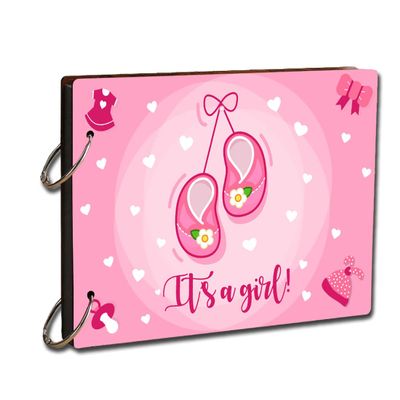 Paper Plane Design Scrapbook Photo Album - Its A Girl Photo Book, Memorable Unique Gift For Mom Kids Babies Craft Picture Scrapbook Diary Album, Size- 9 x 6.5 Inch