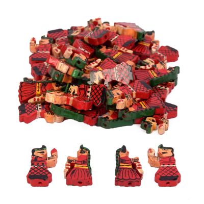 PRANSUNITA 20 pcs Wooden Multicolored King & Queen Beads Size 2.5 cm Used for Art and Crafts, DIY, Pendant Jewelry Making,Bags, Toran, Bandhanwar, Plant Hanger and Crafts Project etc.