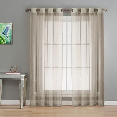 KOSOVO Polyester Striped Grommet Long Door Curtain, Long Door - 48-inch X 96-inch, Cream, Pack of 1