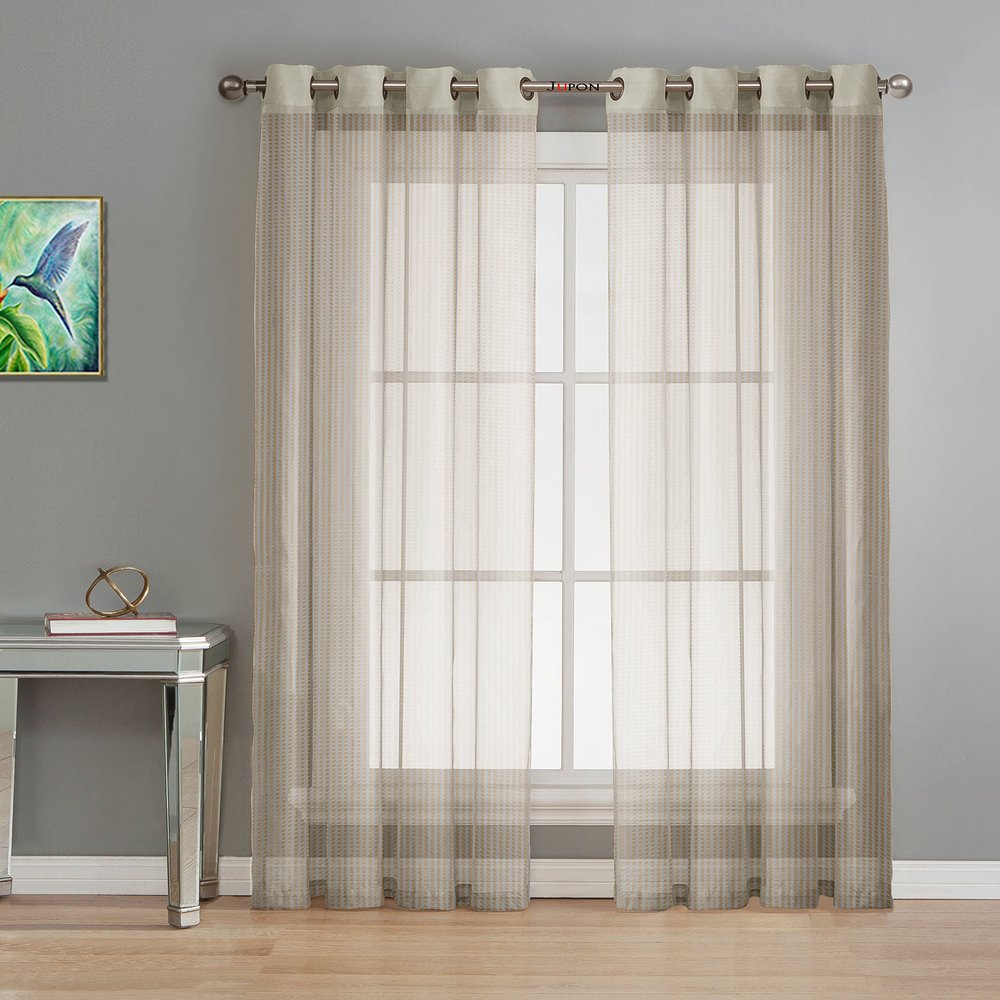 KOSOVO Polyester Striped Grommet Long Door Curtain, Long Door - 48-inch X 96-inch, Cream, Pack of 1