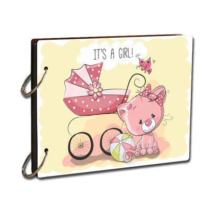 Paper Plane Design Scrapbook Photo Album - Its A Girl Photo Book, Memorable Unique Gift For Mom Kids Babies Craft Picture Scrapbook Diary Album, Size- 9 x 6.5 Inch