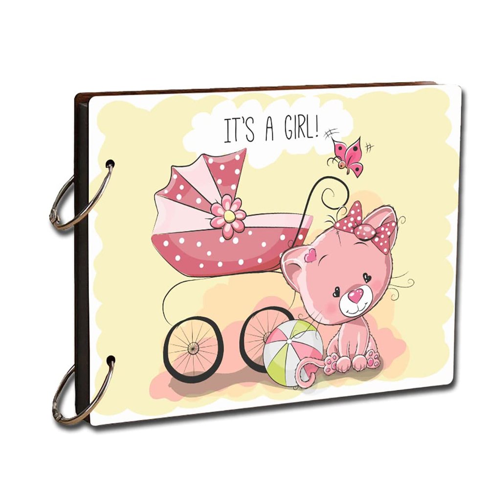 Paper Plane Design Scrapbook Photo Album - Its A Girl Photo Book, Memorable Unique Gift For Mom Kids Babies Craft Picture Scrapbook Diary Album, Size- 9 x 6.5 Inch